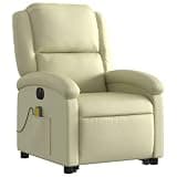 HGLADYU Electric Stand up Massage Recliner Chair for Elderly with Power Lift, Real Leather, 6 Massage Points, 135 Degree Recline, Side Pocket