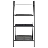 KGHFDVB Metal Ladder Bookcase 4 Shelves Black Storage Shelving Unit for Bathroom Living Room Office Display Rack