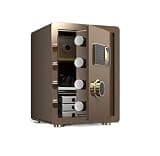 fireproof safe Biometric Home Safe Fingerprint Safe Box with Touch Screen Keypad Hidden Compartment, Dual Alarm System(Brown)