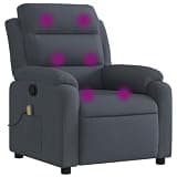 KMUNGDWG Manual Recliner Chair with Vibration Massage 6 Points, Velvet Upholstered Armchair with Side Pocket and Footrest, Dark Grey