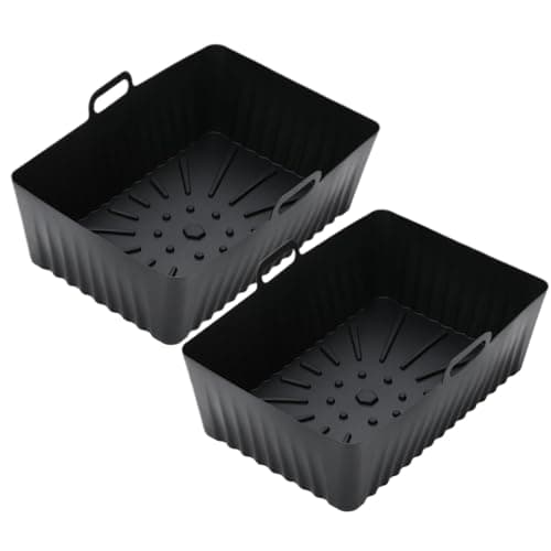 2 Silicone Mould For Air Fryer Rectangular Baking Mould Air Fryer Basket Accessories Dishwasher Heat Resistant Silicone Mat(Black)