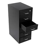 6 Drawer File Cabinet with Lock,Vertical File Cabinet with Wheels (Black)