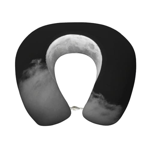 FekiLoot Travel Pillow for Sleeping, Moon in Cloud Travel Neck Pillow Comfortable U Shape Memory Foam Neck Rest Support Portable Travel Accessories Suitable for Airplane Car Office