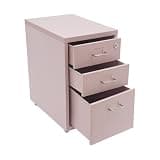 DIITGGE Pink 3-Drawer Metal File Cabinet with Lock & Wheels, Home Office