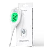 Femometer 5 Seconds Digital Thermometer for Adults and Kids, Large Screen Oral Thermometer with 3-Color Fever Alarm, Oral Rectal Underarm Bath Use, 10 Memory Recall, Water Resistant
