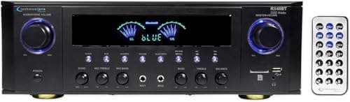 Technical Pro Professional Bluetooth 5.2 Channel Audio Receiver with USB SD Card Inputs FM Radio RCA Inputs LED Display Home Audio Amplifier Receiver for Karaoke DJ and Home Theater