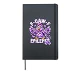 F-CAW-F Epilepsy Awareness Chicken Purple Ribbon Hardcover Journal, Black