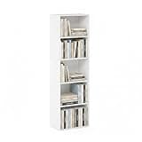 Furinno PASIR Book Shelf, 5-Tier Modern Bookshelf, Open Shelves Bookcase 9 x 12 x 52, Easy Assembly, for Living Room, Bedroom, Home Office, White