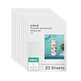 Cricut Waterproof Sticker Paper (20 White Sheets, 8.5x11), Printable Stickers For Inkjet Printer - Works with Joy Xtra, Explore, & Maker Machines