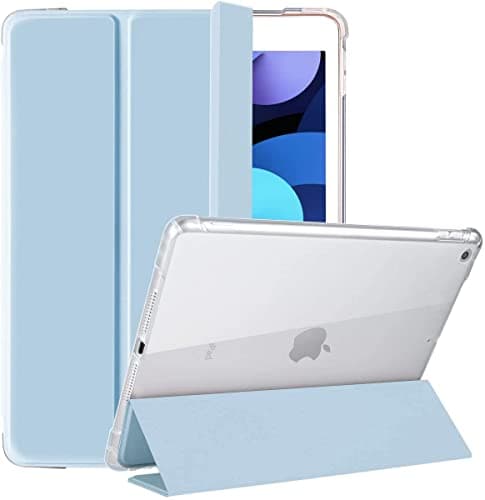 Tigology Case for iPad 10.2 Inch 9th/8th/7th Generation 2021/2020/2019, Ultra Slim Trifold Protective Cover with Apple Pencil Holder, Shockproof Auto Sleep Wake Case, Light Blue