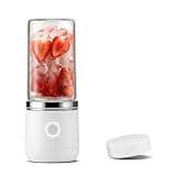 Powerful Glass Portable Blender With Lid 4 Blades Small Blenders Cup Ideal For Smoothies Ice Blending Juicing 350ml/12.3oz compact(White)