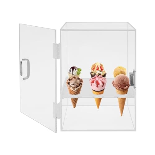 SOKDNHF 9 Holes Ice Cream Cone Holder Stand, Acrylic Cabinet With Handle, Acrylic Transparent Waffle Hand Roll Sushi Display For Bakeries, Coffee Shops, Dessert Shops