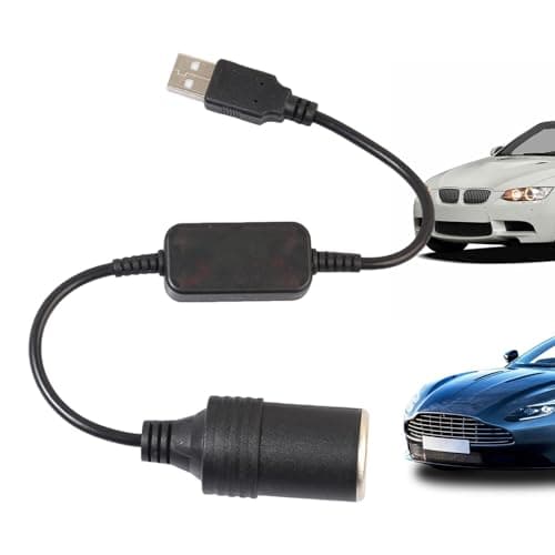 USB to Car Socket,Female Converter USB Adapter | Extension Cord Car Adapter, 5V to 12V Converter Plug Socket, Connector