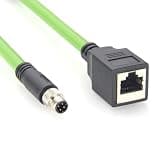 M8 D-Code 4 Pin Male to RJ45 Female Industrial Ethernet Cable 100Mbps Cat5e Shielded Drag Chain Cable for Profinet, EtherCAT, PLC, Robotics, Machine Vision, Industrial Camera (0.2m/0.66FT)