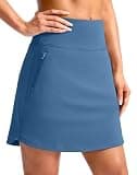 G Gradual 18" Golf Skirts for Women Zipper Pockets Mid Length Skort with Shorts Underneath High Waist Tennis Pickleball, Slate Blue, Medium