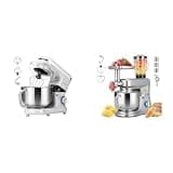 VIVOHOME Silver 660W 10 Speed 6 Quart Tilt-Head Stand Mixer and Silver 6 in 1 Stand Mixer 8.5 Quart Electric Tilt-Head with Meat Grinder Blender Pasta Maker