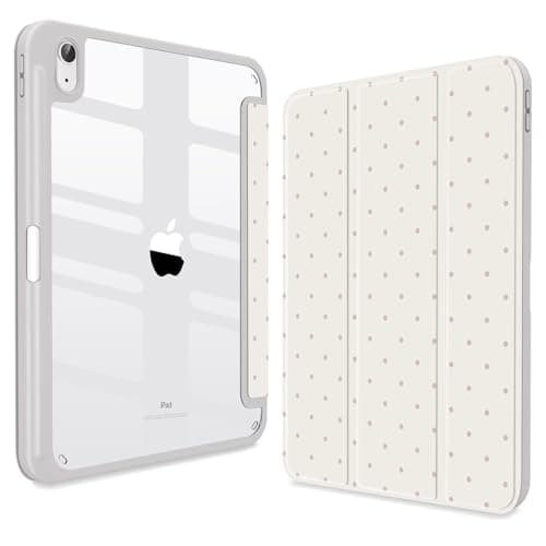 CISSOOK for iPad (A16) 11th Generation Case 11 Inch 2025, iPad 10th Generation Case 10.9 Inch 2022, Slim Stand Hard PC Translucent Back Shell Smart Cover, Support Touch ID, Cream Polka Dot