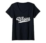 Women's Vintage Wisco Classic Script State Connect V-Neck T-Shirt