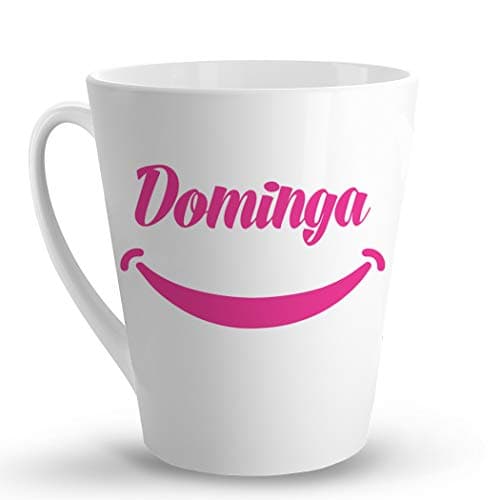 Makoroni - Dominga Female Name - 12 Oz. Unique Ceramic Coffee Cup, LATTE MUG