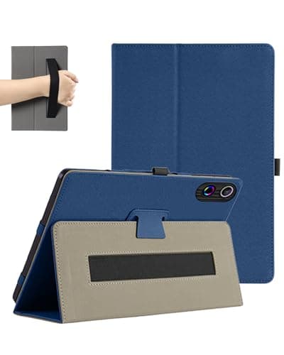 for HiGrace A7BK/HiGrace A7 11 Inch Tablet Case, FJIASTB PU Leather Folding Cover with Pen Holder and Wrist Strap, Business Travel Portable (Dark Blue)