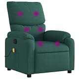 HGLADYU Dark Green Fabric Massage Recliner Chair with 6 Vibration Massage Points, Adjustable Backrest and Footrest, Side Pocket, Remote Control, 5 Modes, 135 Degree Recline