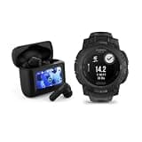 Garmin Instinct 3 45mm Black Solar Smartwatch Bundle with T710 Earbuds