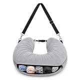 OLREDI Carry-On Travel Pillow with Storage, Holds Up to 8-10 Clothing Items, Space Saving Neck Pillow, Airline Friendly Travel Accessory for Flights and Vacations Cloud Gray