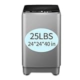 Full Automatic Top Load Washing Machine, 25 lbs Capacity, Gray, 24x24x40 in