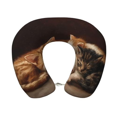 ZYQCCJ Group of Kittens Sleeping Travel Neck Pillow Memory Foam U-Shaped Neck Support Pillow with Snap Button, for Airplane, Car, Office Nap