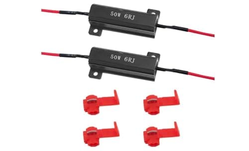 Weeroioko 4Pcs 50W 6Ohm Load Resistors LED Turn Signal | LED Load Resistor Kit for Fix LED Bulb Fast Hyper Flash Turn Signal Blink Error Code (2, Black)