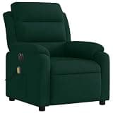 HGLADYU Electric Massage Recliner Chair with 135 Degree Recline, Dark Green Velvet Powered Recliner with 6 Vibration Massage Points and Side Pocket