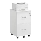 VASAGLE Custos Collection - 2-Drawer File Cabinet, Locking Filing Cabinet for Home Office, Small Rolling Printer Stand, A4, Letter-Size Hanging Files, Assembly Required, White ULCD027WE02