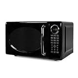 0.7 Cu Ft Retro Microwave Oven, 700W Countertop Microwave Oven With 8 Auto Cook Programs, Black - LED DISPLAY WITH DIGITAL CLOCK, 10 POWER LEVELS