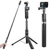 REYGEAK 59-Inch Invisible Selfie Stick Tripod for Insta360 | Extension Pole for DJI Osmo Action 6/5Pro/4/Pocket 4/3, for GoPro | Waterproof Handle with Tripod Base, 2-in-1 Portable Grip