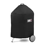 Weber Premium 22‑Inch Charcoal Grill Cover, Black – UV‑Resistant, Breathable & Water‑Resistant Polyester, Secure Strap Fit, Fits 22" Weber Kettle Grills, Fade-Resistent