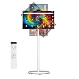 27" Portable Smart Touchscreen Tablet TV on Wheels, Android 15 OS Mobile Smart Display with Google EDLA Certification, 6GB+128GB, Built-in Battery, 4K Camera, Wireless Casting, Rotating Rolling Stand