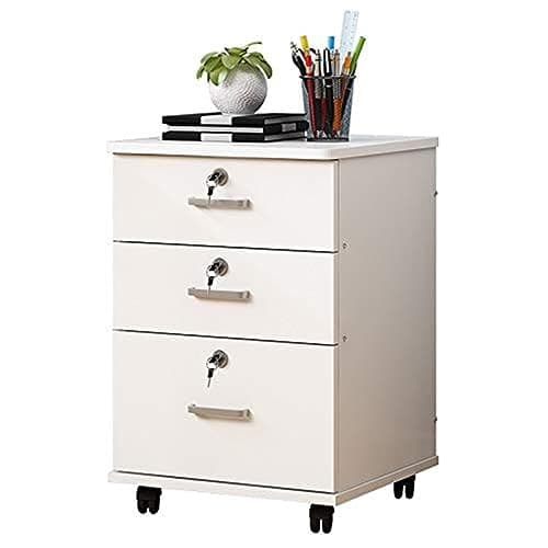 EliteBloom Wooden Desk Storage Box with Lockable Drawers - Solid Wood Desk Organizers - A4 Office Supplies/Receipt File Organizer, Flat File Cabinet (White)
