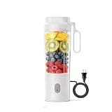 Portable Blender 20oz Electric Mixing Cup Mini Personal Juicer Smoothie Maker with Stainless Steel Straw + Cleaning Brush, High Power, Multi-Scene Use (White)