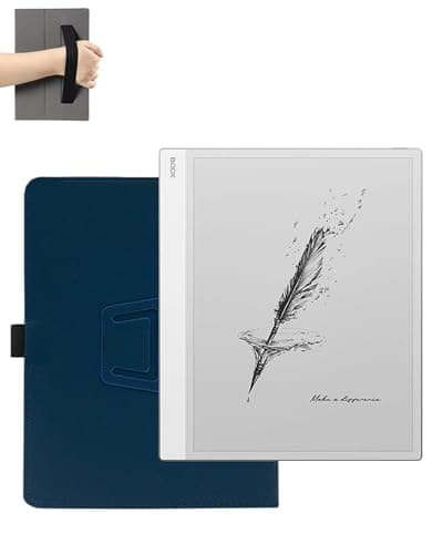 for BOOX Note Max 13.3 Inch Tablet Case, FJIASTB PU Leather Folding Cover with Pen Holder and Wrist Strap, Business Travel Portable (Dark Blue)