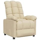 HGLADYU Cream Fabric Recliner Chair with Adjustable Footrest and Backrest, Thick Padded Seat and Armrests, Breathable Durable Upholstery, Easy Assembly