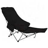 GENTERUN Camping Chair with Detachable Footrest, Light Portable 3-Position Recliner, Sturdy Carbon Steel Oxford Fabric Outdoor Lounge Chair(Black)