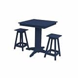 Keystone Amish Co. Poly Composite Riley 3-Piece Counter Height Dining Set with Square Table, Patriot Blue