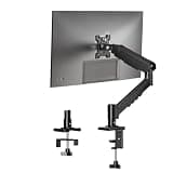 Pivotix Adjustable Single Monitor Arm for 17–32 Inch Flat & Curved Screens, Heavy Duty Steel Desk Mount, Tilt Swivel Rotate, VESA 75/100, C-Clamp & Grommet Base