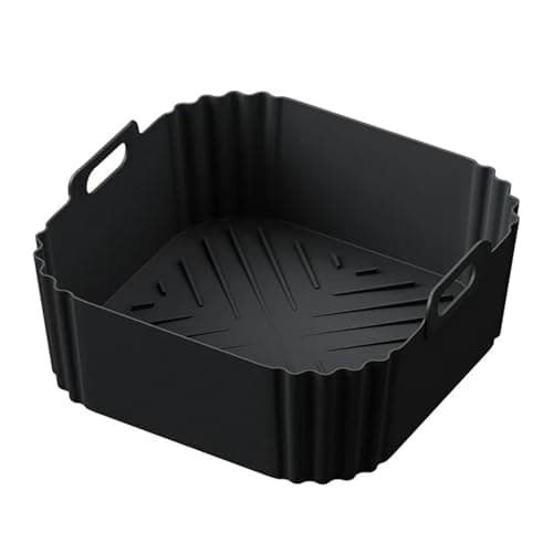 Silicone Air Fryer Tray，Compatible For COSORI，Compatible For Cecotec，5.5L,6L Reusable Square Basket Containers Microwave Oven Utensils(Black)