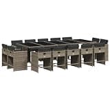 Makastle 15 Piece Patio Dining Set with Cushions, Gray PE Rattan, 108.3" x 41.7" x 28.7", Rectangular, Assembly Required