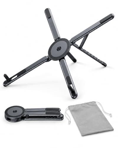 YSIRFD Portable Laptop Stand for Desk, 3-in-1 Magnetic Foldable Laptop Stand, Foldable Adjustable Computer Riser, Aluminum Laptop Stand for 10–16” Laptops & 4–13” Phones/Tablets (1Set)