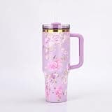 FDWXHZJL 40oz Tumbler With Handle, Travel Mug, Stainless Steel Tumbler, Large Coffee Mug With Handle, Tumbler Gift(#E)