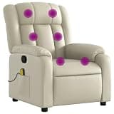 KMUNGDWG Manual Reclining Chair with Vibration Massage, Faux Leather Recliner with 6 Massage Points and Side Pocket, 135-Degree Reclining Armchair for Living Room