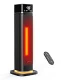 JRD 24" Fast Heating Space Heater, Portable Electric Heater with Remote, Night Light, 80° Oscillation, 4 Mode, Overheat & Tip-Over Protection, Ceramic Heat for Bedroom Office