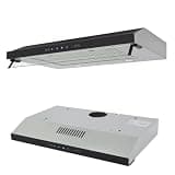 Eleeferri Under Cabinet Range Hood 29.5 Inch, 900CFM Ducted/Ductless Over Stove Vent Hood with 2 LED Lights, Stainless Steel Kitchen Smoke Exhaust Range Hoods 3 Speed Touch Gesture Control, Silver